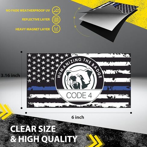 Thin Blue line Magnet Code 4, Blue Lives Matter Car Magnet for Truck, SUV, Mailbox, Fridge | Show Your Backing for Law Enforcement with Code 4 Symbol (C 2PCS) in Saudi Arabia