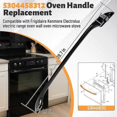 316443601 مقبض باب الفرن استبدال مقبض الفرن استبدال متوافق مع Frigidaire Kenmore electrolux النطاق الكهربائي الجدار الفرن الفرن AP3906094 PS1147400 تشمل 2 مسامير 316433300 in Kuwait