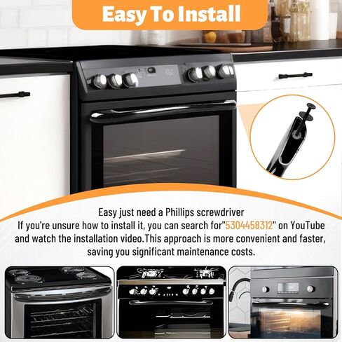 316443601 مقبض باب الفرن استبدال مقبض الفرن استبدال متوافق مع Frigidaire Kenmore electrolux النطاق الكهربائي الجدار الفرن الفرن AP3906094 PS1147400 تشمل 2 مسامير 316433300 in Kuwait