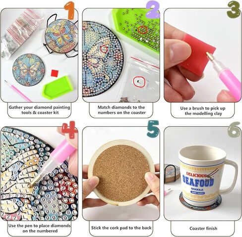 8 PCS Duck Pattern Diamond Art Coasters Kit with Holder – 3.9 Inch Non-Slip Cup Mats, DIY Gem Art for Home Decor & Unique Housewarming Gift in Kuwait