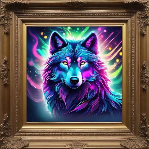 مجموعات الطلاء الماسي Lvmuu Wolf للكبار، 5D DIY حفر مربع كامل ملون خيالي للحيوانات الماس مجموعات فنية للمبتدئين الجدد الطلاء بالأرقام، ديكور منزلي حرفي 12 × 12 بوصة in Kuwait