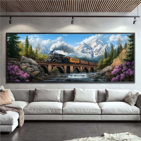 Wergund 5D DIY Large Diamond Art Kits for Adults Train, Large Size Diamond Art Mountain, Full Drill Crystal Rhinestone Embroidery Cross Stitch Arts Craft Canvas Home Wall Decor Gift 12x30Inch in Saudi Arabia