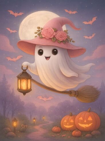 NWQZBYHT Halloween Diamond Art Kits for Adults,Ghost 5D Diamond Painting Kits for Adults,DIY Round Full Drill Gem Art Kits for Beginner,Diamond Dots Picture Crafts Home Wall Decor 12x16 Inch in Kuwait