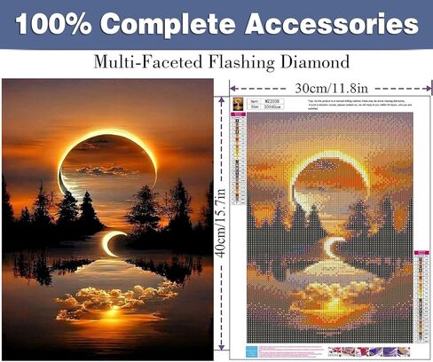 ijbnhd Diamond Painting Kits for Adults,Moon Diamond Art Kits for Adults,5D Moonlight Landscape Diamond Painting Kits DIY Diamond Art Dots Crafts Kits,Home Wall Decor Gifts 12x16in in Kuwait