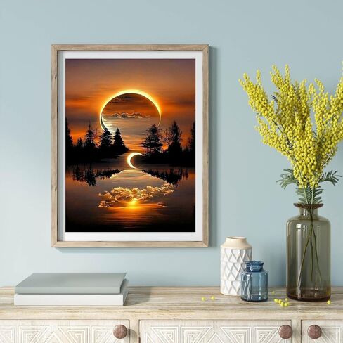 ijbnhd Diamond Painting Kits for Adults,Moon Diamond Art Kits for Adults,5D Moonlight Landscape Diamond Painting Kits DIY Diamond Art Dots Crafts Kits,Home Wall Decor Gifts 12x16in in Kuwait