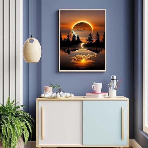 ijbnhd Diamond Painting Kits for Adults,Moon Diamond Art Kits for Adults,5D Moonlight Landscape Diamond Painting Kits DIY Diamond Art Dots Crafts Kits,Home Wall Decor Gifts 12x16in in Kuwait