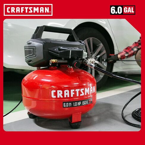 CRAFTSMAN 6 Gallon Pancake Air Compressor with 18GA Brad Nailer, Portable Oil-Free, 150 PSI, 2.6 SCFM @ 90 PSI, 10-Piece Accessory Kit, Model CMXECXA0210641D in Saudi Arabia