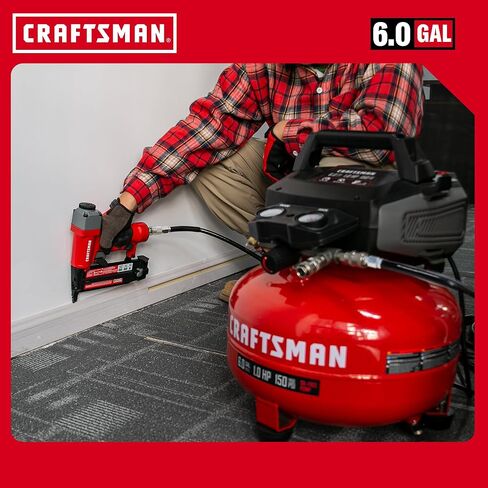 CRAFTSMAN 6 Gallon Pancake Air Compressor with 18GA Brad Nailer, Portable Oil-Free, 150 PSI, 2.6 SCFM @ 90 PSI, 10-Piece Accessory Kit, Model CMXECXA0210641D in Saudi Arabia