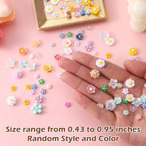 Sibba Mini Resin Flowers for Crafts - 120 Pcs Resin Flower Slime Charms Bulk, Miniature Dollhouse Fairy Garden Accessories for Adults DIY Micro Landscaping, Nail Art, Phone Case in Kuwait