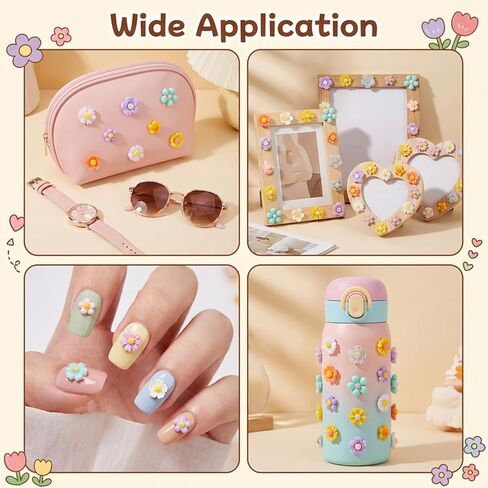 Sibba Mini Resin Flowers for Crafts - 120 Pcs Resin Flower Slime Charms Bulk, Miniature Dollhouse Fairy Garden Accessories for Adults DIY Micro Landscaping, Nail Art, Phone Case in Kuwait