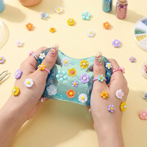 Sibba Mini Resin Flowers for Crafts - 120 Pcs Resin Flower Slime Charms Bulk, Miniature Dollhouse Fairy Garden Accessories for Adults DIY Micro Landscaping, Nail Art, Phone Case in Kuwait