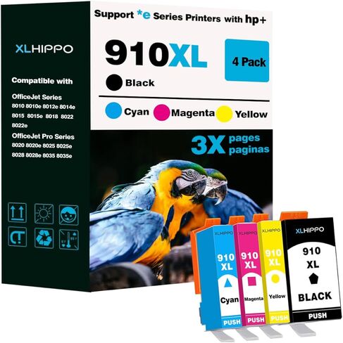 910XL Ink Cartridges for HP Printers 8015e 8025e 8010 8020 Series Replacement for HP Ink 910 XL Work with Office Jet 8022e OfficeJet Pro 8028e 8035e 8010e 8025 8035 8028 (Black and Color 4 Pack) in Saudi Arabia