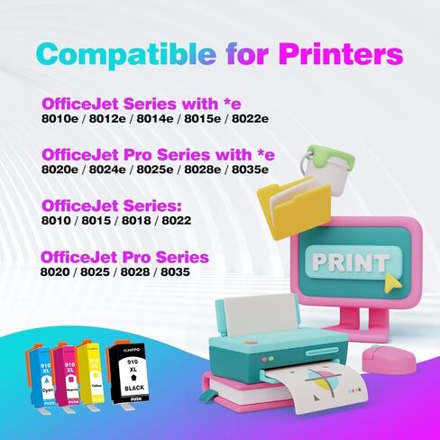 910XL Ink Cartridges for HP Printers 8015e 8025e 8010 8020 Series Replacement for HP Ink 910 XL Work with Office Jet 8022e OfficeJet Pro 8028e 8035e 8010e 8025 8035 8028 (Black and Color 4 Pack) in Saudi Arabia