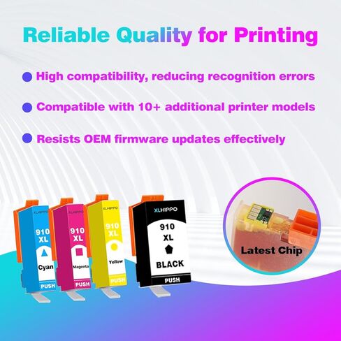 910XL Ink Cartridges for HP Printers 8015e 8025e 8010 8020 Series Replacement for HP Ink 910 XL Work with Office Jet 8022e OfficeJet Pro 8028e 8035e 8010e 8025 8035 8028 (Black and Color 4 Pack) in Saudi Arabia