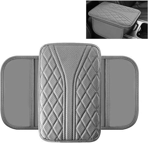 Car Center Console Cover, Leather Auto Armrest Cover with 2 Storage Pockets, Waterproof Breathable Center Console Armrest Pad, Universal for Most Cars, Trucks, SUVs (Black) in Saudi Arabia