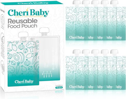 CheriBaby 15-in-1 Baby Food Maker System – Food Processor Blender Set for Baby Puree, Fruit, Vegetable, Meat, with Containers, Icicle, Reusable Food Pouch, Freezer Tray and Silicone Spoons, 20-Oz in Saudi Arabia