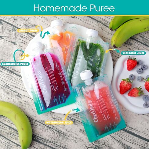 CheriBaby 15-in-1 Baby Food Maker System – Food Processor Blender Set for Baby Puree, Fruit, Vegetable, Meat, with Containers, Icicle, Reusable Food Pouch, Freezer Tray and Silicone Spoons, 20-Oz in Saudi Arabia