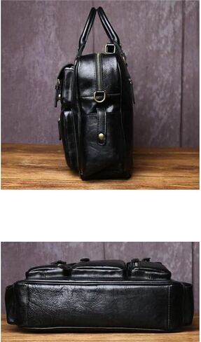 laptop bag Men's Business Travel Briefcase Leather Handmade Messenger Bags Laptop Bag For Work Travel in Kuwait