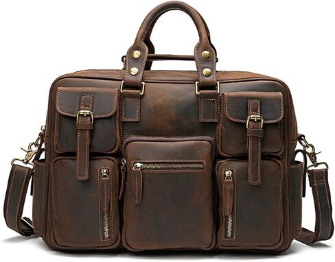 laptop bag Men's Business Travel Briefcase Leather Handmade Messenger Bags Laptop Bag For Work Travel in Kuwait