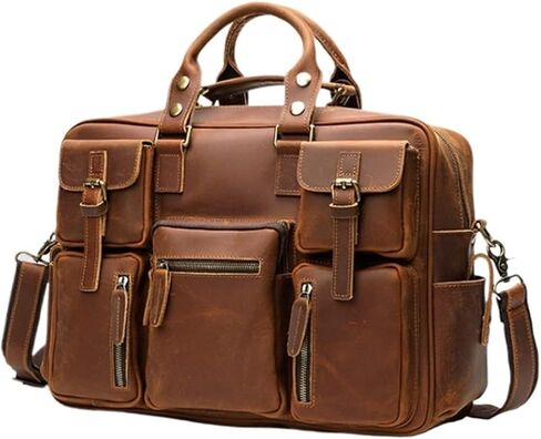laptop bag Men's Business Travel Briefcase Leather Handmade Messenger Bags Laptop Bag For Work Travel in Kuwait