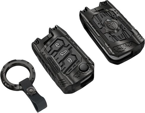 Heavy Metal Key Fob Cover Case Protector for Volkswagen, Keychain, Accessories for VW Volkswagen Tiguan Taos Atlas Jetta Passat Arteon Atlas Cross Sport Golf Alltrack (Type E -Black) in Saudi Arabia