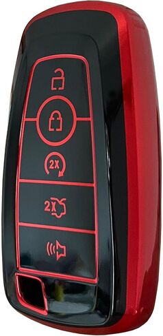 for Ford Key Fob Shell Remote Key Fit for Ford Explorer Fusion Escape Edge Expedition F150 F250 F350 F450 F550 Maverick Mustang Smart Key (5 Buttons Black-Red) in Saudi Arabia