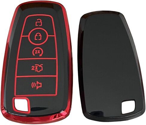 for Ford Key Fob Shell Remote Key Fit for Ford Explorer Fusion Escape Edge Expedition F150 F250 F350 F450 F550 Maverick Mustang Smart Key (5 Buttons Black-Red) in Saudi Arabia