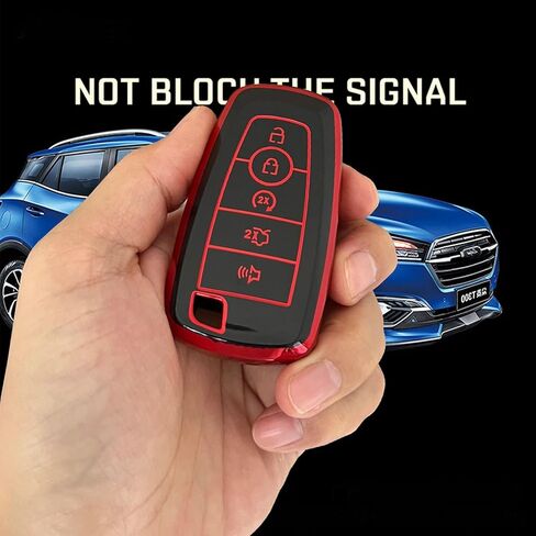 for Ford Key Fob Shell Remote Key Fit for Ford Explorer Fusion Escape Edge Expedition F150 F250 F350 F450 F550 Maverick Mustang Smart Key (5 Buttons Black-Red) in Saudi Arabia