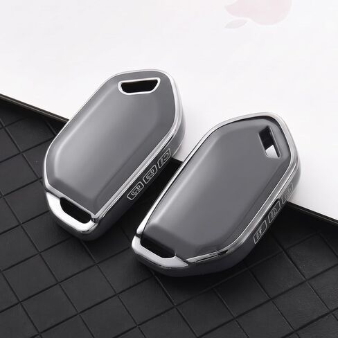 غطاء ELOHEI Key Fob لكيا، حافظة مفاتيح ناعمة ممتازة تناسب Kia Telluride Sorento K4 K5 EV5 Sportage 7 ملحقات أزرار (فضي رمادي، 7 أزرار) in Kuwait
