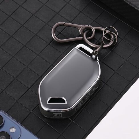 غطاء ELOHEI Key Fob لكيا، حافظة مفاتيح ناعمة ممتازة تناسب Kia Telluride Sorento K4 K5 EV5 Sportage 7 ملحقات أزرار (فضي رمادي، 7 أزرار) in Kuwait