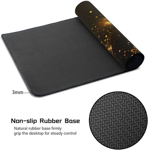 Gold Note Music Large Mouse Pad Gaming Mousepad Desk Mat for Desktop Computer Keyboard Waterproof Mouse Mat Desk Pad with Non-Slip Base for Game School Office Home 35.4" x 15.7" in Saudi Arabia