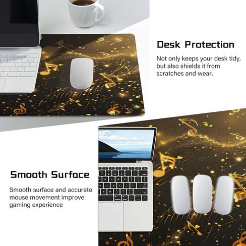 Gold Note Music Large Mouse Pad Gaming Mousepad Desk Mat for Desktop Computer Keyboard Waterproof Mouse Mat Desk Pad with Non-Slip Base for Game School Office Home 35.4" x 15.7" in Saudi Arabia