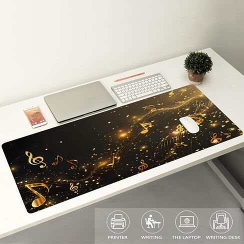 Gold Note Music Large Mouse Pad Gaming Mousepad Desk Mat for Desktop Computer Keyboard Waterproof Mouse Mat Desk Pad with Non-Slip Base for Game School Office Home 35.4" x 15.7" in Saudi Arabia