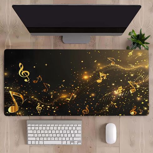 Gold Note Music Large Mouse Pad Gaming Mousepad Desk Mat for Desktop Computer Keyboard Waterproof Mouse Mat Desk Pad with Non-Slip Base for Game School Office Home 35.4" x 15.7" in Saudi Arabia
