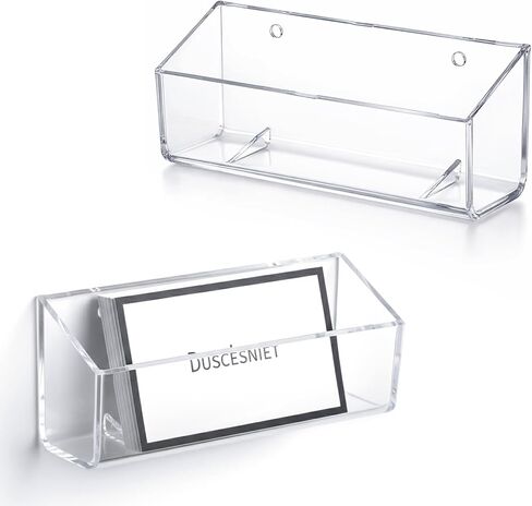 2PCS Acrylic Business Card Holder, Wall Mount Clear Business Card Organizer, Vertical Rack Cards Holder Display for Wall, Multiple Sticker Storage Display, Fits 40-60 Business Cards in Kuwait