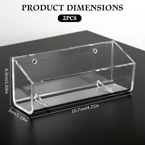 2PCS Acrylic Business Card Holder, Wall Mount Clear Business Card Organizer, Vertical Rack Cards Holder Display for Wall, Multiple Sticker Storage Display, Fits 40-60 Business Cards in Kuwait
