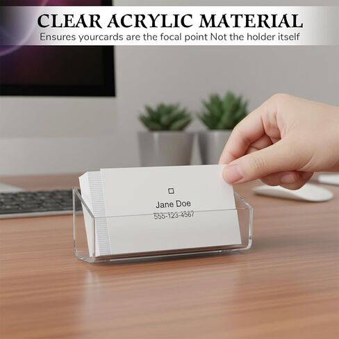 2PCS Acrylic Business Card Holder, Wall Mount Clear Business Card Organizer, Vertical Rack Cards Holder Display for Wall, Multiple Sticker Storage Display, Fits 40-60 Business Cards in Kuwait