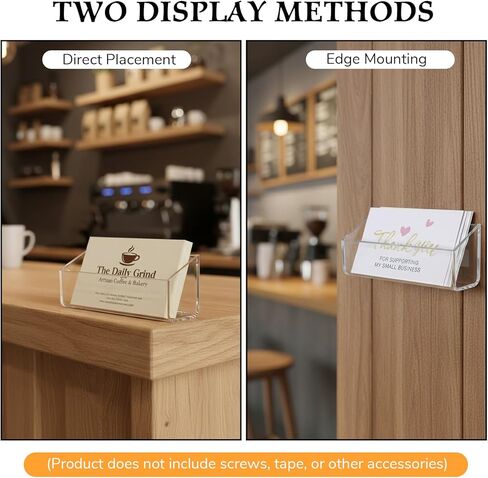 2PCS Acrylic Business Card Holder, Wall Mount Clear Business Card Organizer, Vertical Rack Cards Holder Display for Wall, Multiple Sticker Storage Display, Fits 40-60 Business Cards in Kuwait
