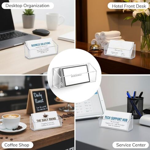 2PCS Acrylic Business Card Holder, Wall Mount Clear Business Card Organizer, Vertical Rack Cards Holder Display for Wall, Multiple Sticker Storage Display, Fits 40-60 Business Cards in Kuwait