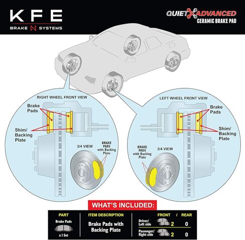 KFE KFE1169A-104 Ultra Quiet Advanced Premium Ceramic Brake Pad FRONT Set Compatible With: 2009-2017 Chevrolet Traverse; 2007-2016 GMC Acadia; 2008-2017 Buick Enclave; Saturn Outlook in Saudi Arabia
