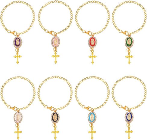 8 Pcs Steering Wheel Rosary Charm, Christian Car Accessories with Cross Pendant, Religious Hanging Protection Charms Set, Jesus Car Accessories for Rearview Mirror Dashboard Decor in Saudi Arabia