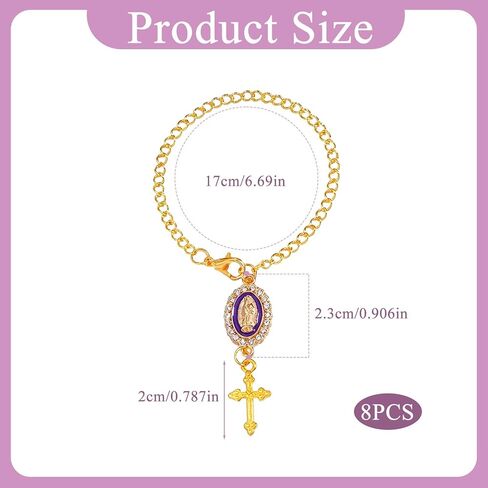 8 Pcs Steering Wheel Rosary Charm, Christian Car Accessories with Cross Pendant, Religious Hanging Protection Charms Set, Jesus Car Accessories for Rearview Mirror Dashboard Decor in Saudi Arabia