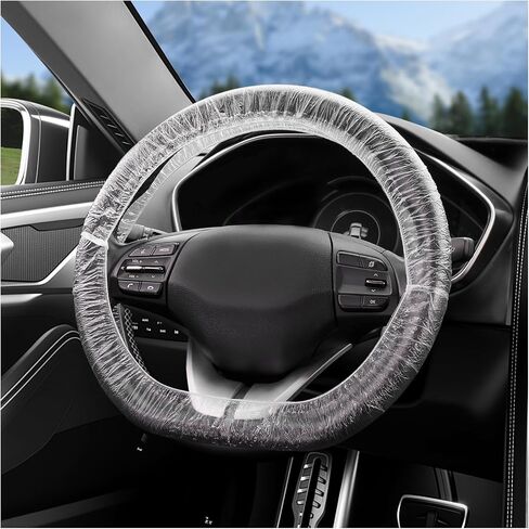 100PCS Car Disposable Steering Wheel Covers,Plastic Steering Wheel Cover Provides Protection with Elastic Band Design,Essential Disposable Car Steerings Wheels Cover in Saudi Arabia