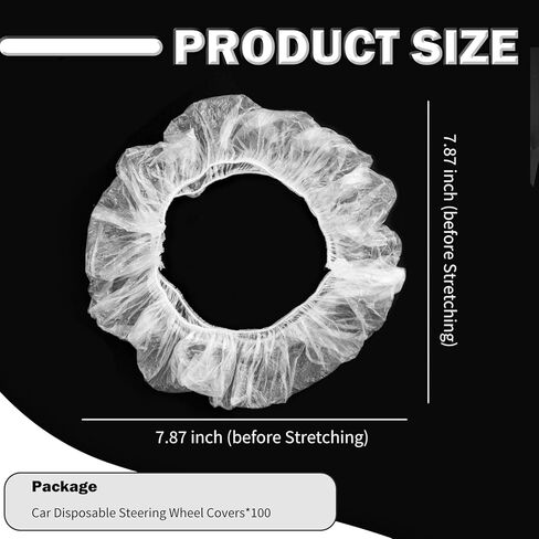 100PCS Car Disposable Steering Wheel Covers,Plastic Steering Wheel Cover Provides Protection with Elastic Band Design,Essential Disposable Car Steerings Wheels Cover in Saudi Arabia