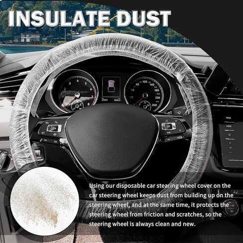 100PCS Car Disposable Steering Wheel Covers,Plastic Steering Wheel Cover Provides Protection with Elastic Band Design,Essential Disposable Car Steerings Wheels Cover in Saudi Arabia