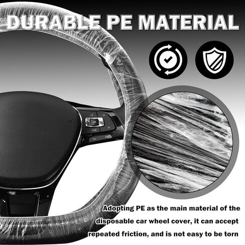100PCS Car Disposable Steering Wheel Covers,Plastic Steering Wheel Cover Provides Protection with Elastic Band Design,Essential Disposable Car Steerings Wheels Cover in Saudi Arabia