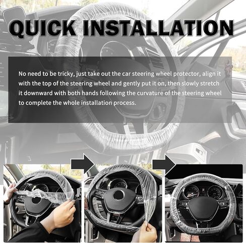 100PCS Car Disposable Steering Wheel Covers,Plastic Steering Wheel Cover Provides Protection with Elastic Band Design,Essential Disposable Car Steerings Wheels Cover in Saudi Arabia