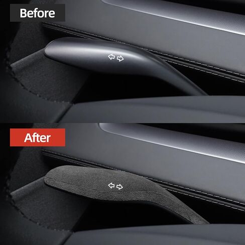 BETTERHUMZ Steering Wheel Column Cover Sticker Compatible with Tesla Model 3 Y 2020-2024 Model Y Juniper 2025 for Alcantara Carbon Leather Car Interior Molding Accessories (Style A) in Kuwait