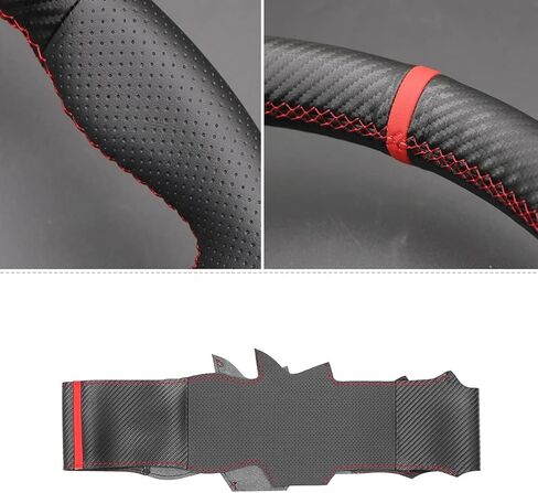 Carbon Fiber Steering Wheel Cover Compatible with Toyota Hilux Fortuner Custom Fit OEM Hand Stitched DIY Leather Interior Accessories in Saudi Arabia