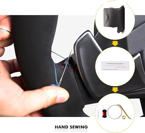 Carbon Fiber Steering Wheel Cover Compatible with Toyota Hilux Fortuner Custom Fit OEM Hand Stitched DIY Leather Interior Accessories in Saudi Arabia